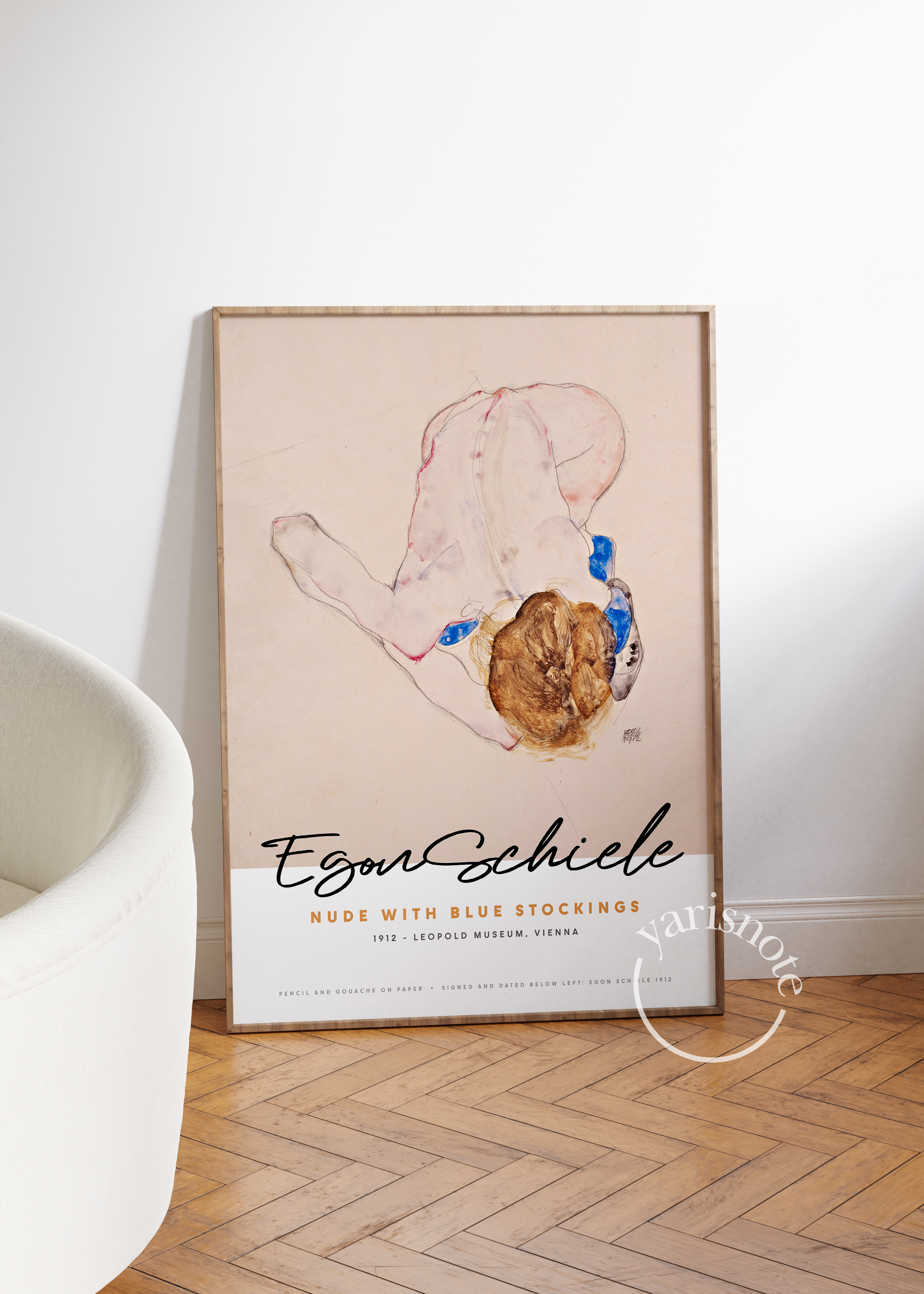Egon Schiele Nude With Blue Stockings Çerçevesiz Poster