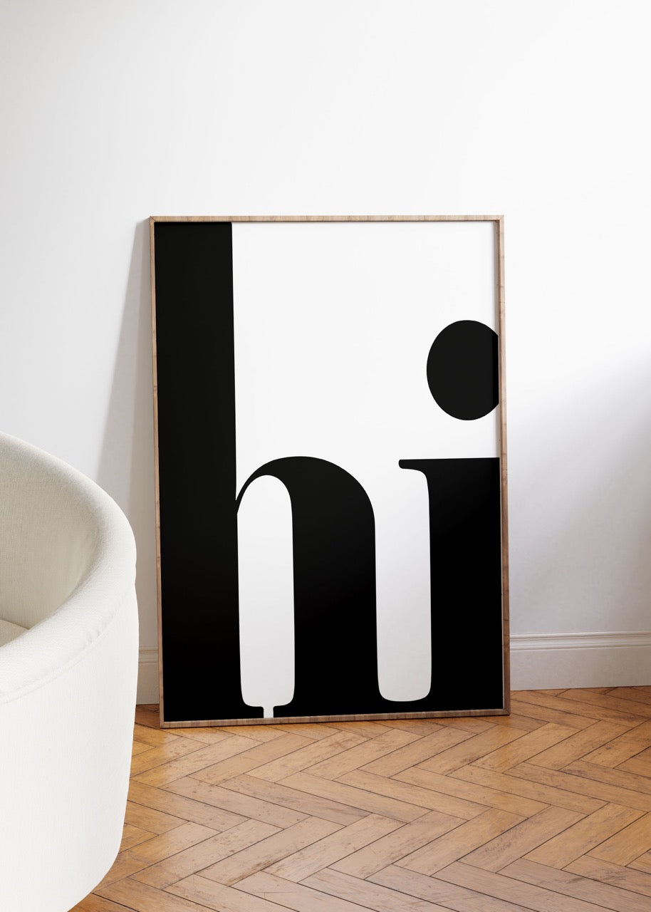 Hi Yazılı Kelime Çerçevesiz Poster