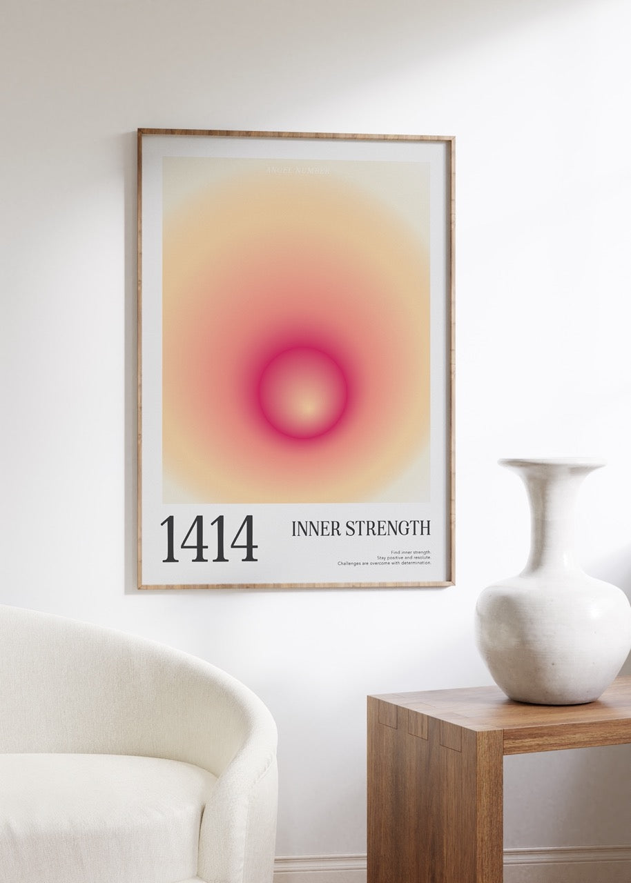 1414 Inner Strenght Aura Angel Numbers Çerçevesiz Poster