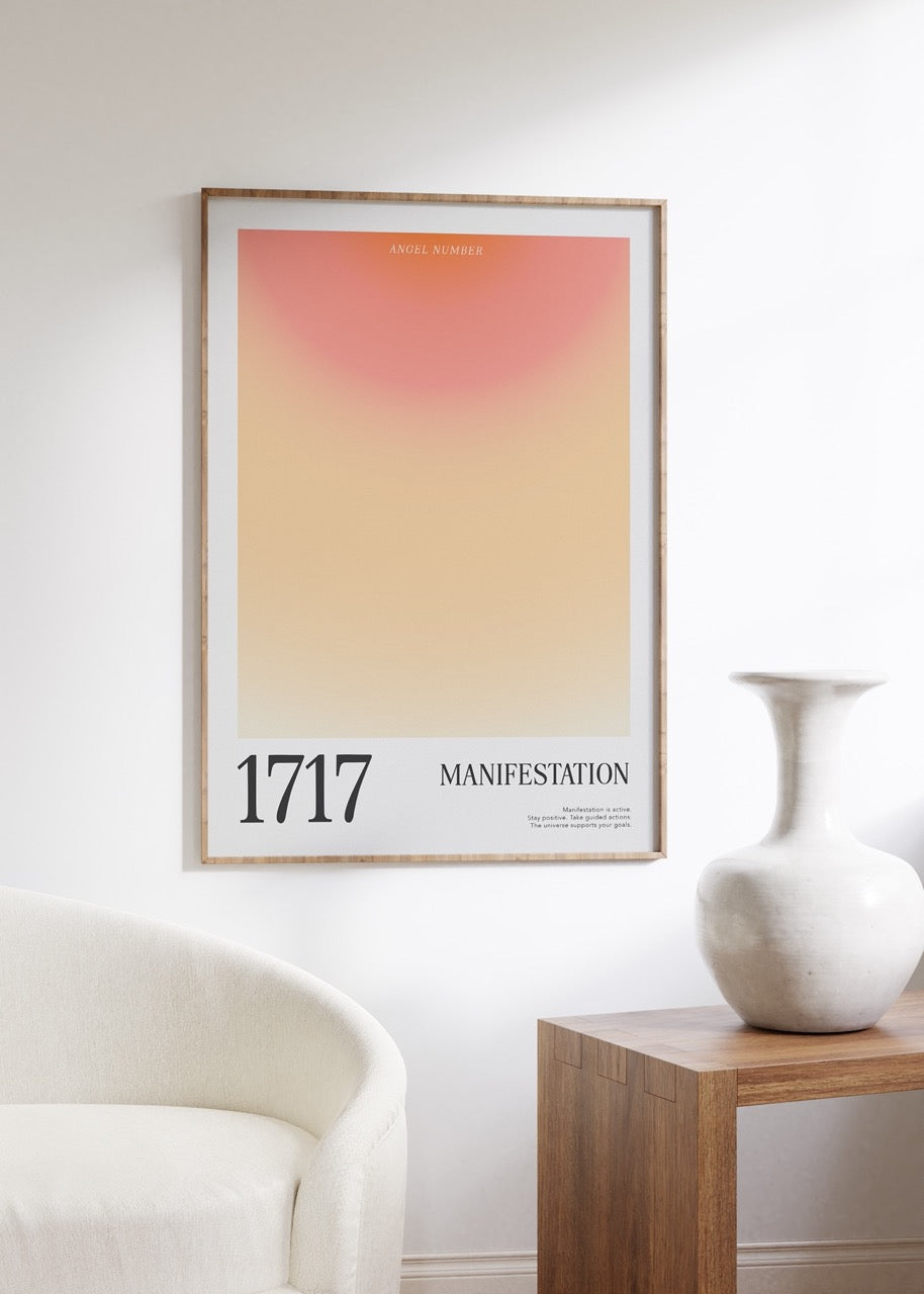 1717 Manifestation Aura Angel Numbers Çerçevesiz Poster
