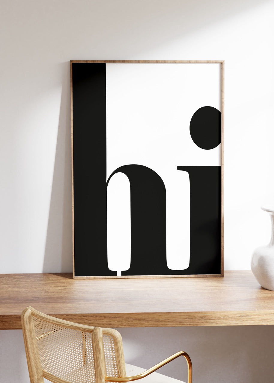 Hi Yazılı Kelime Çerçevesiz Poster