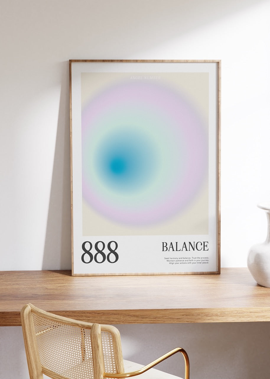 888 Balance Aura Angel Numbers Çerçevesiz Poster