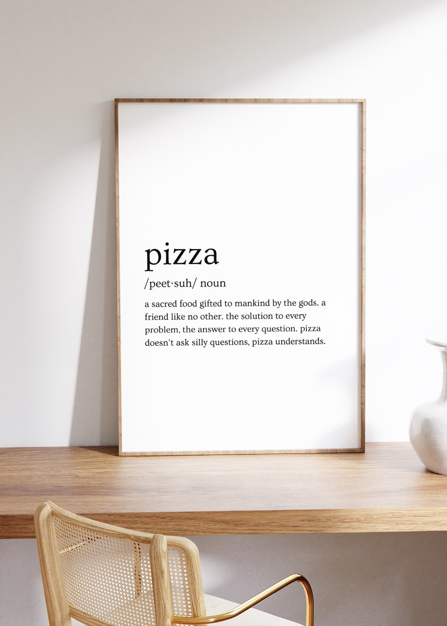 Pizza Kelime Çerçevesiz Poster