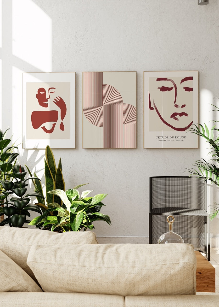 Bej ve Bordo Soyut 3&