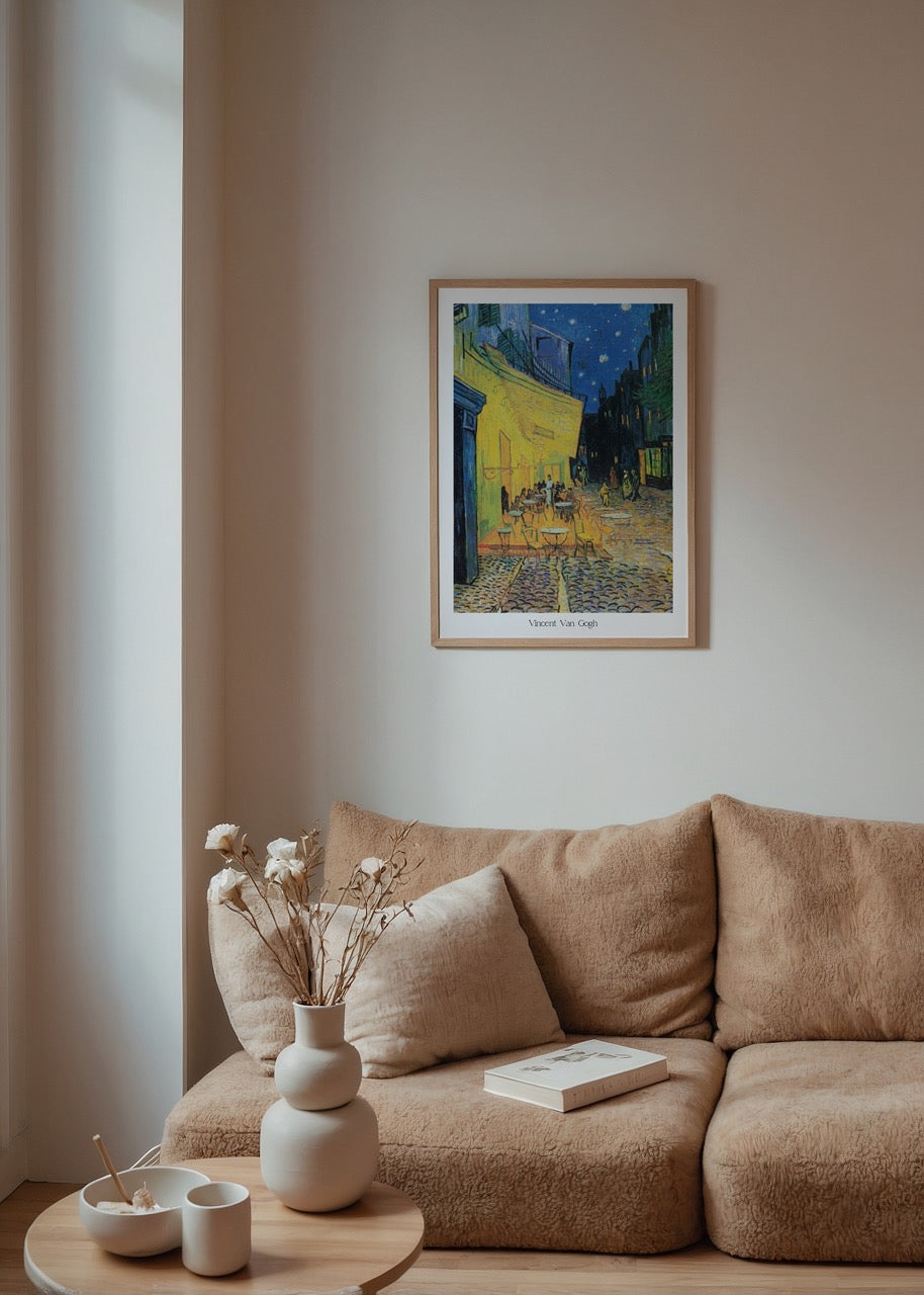 Vincent van Gogh’un “Café Terrace at Night” tablosundan gece kafe sahnesi poster baskı