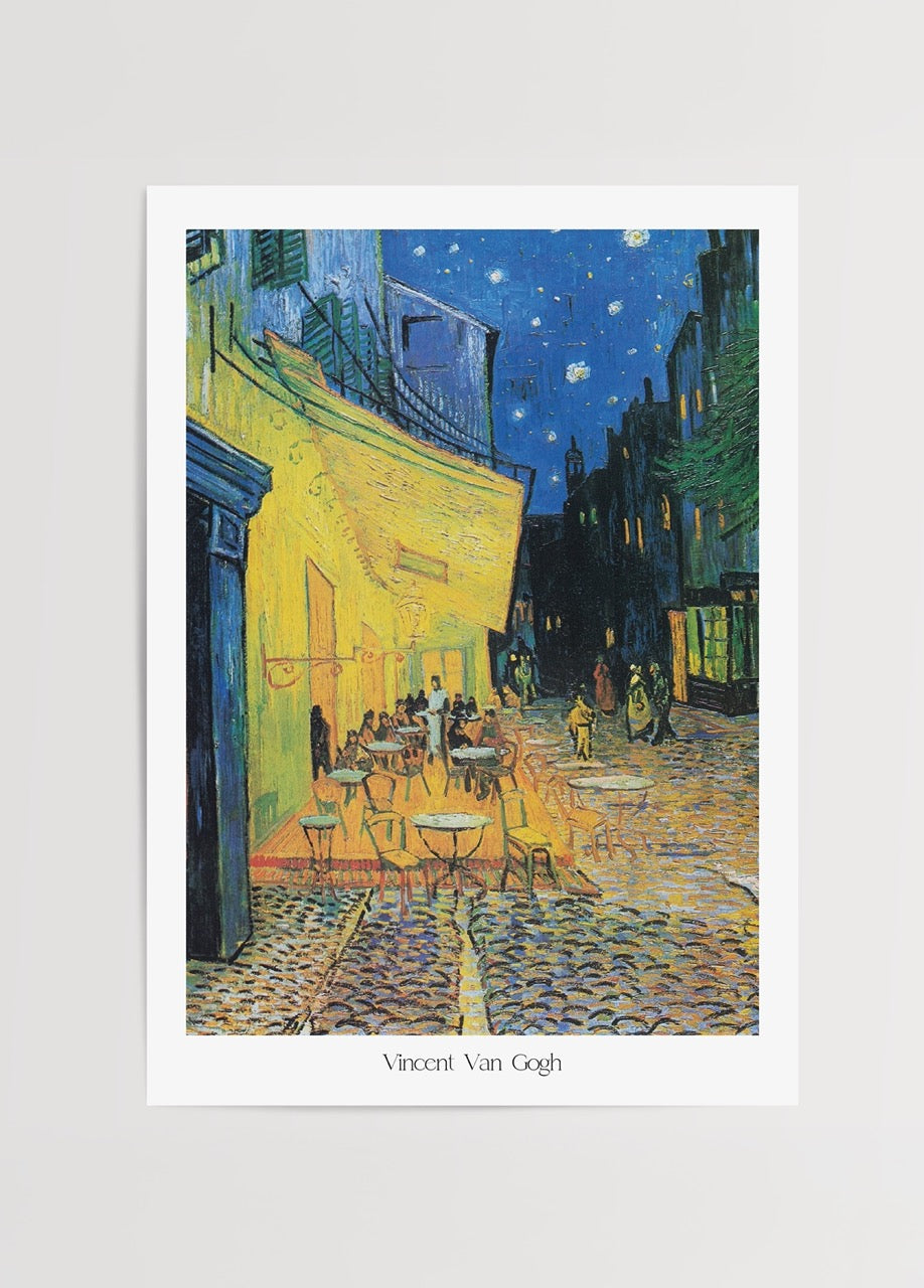 Vincent van Gogh’un “Café Terrace at Night” tablosundan gece kafe sahnesi poster baskı