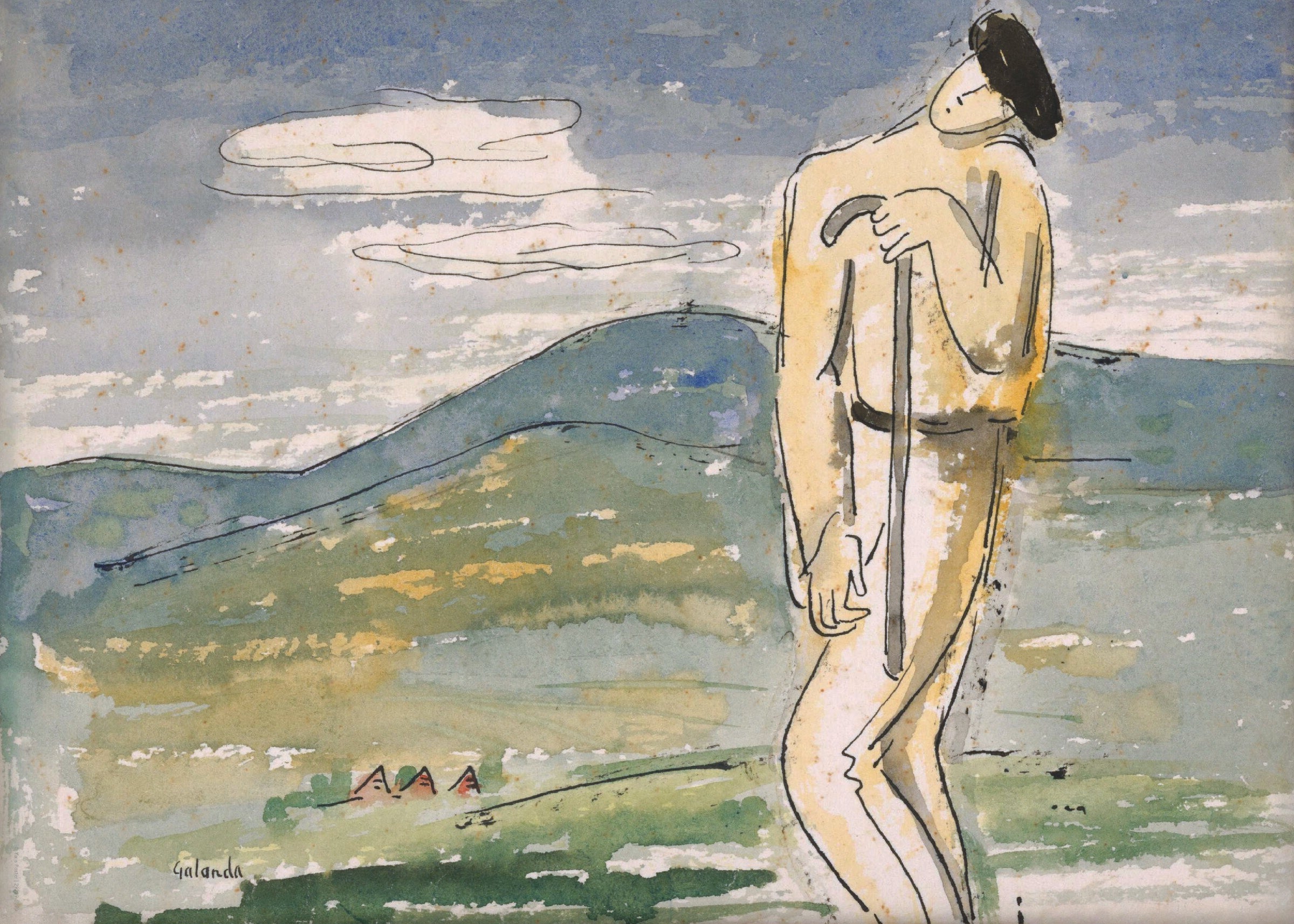 Düşsel Yürüyüş poster baskı, doğa ve figür temalı sanat eseri.