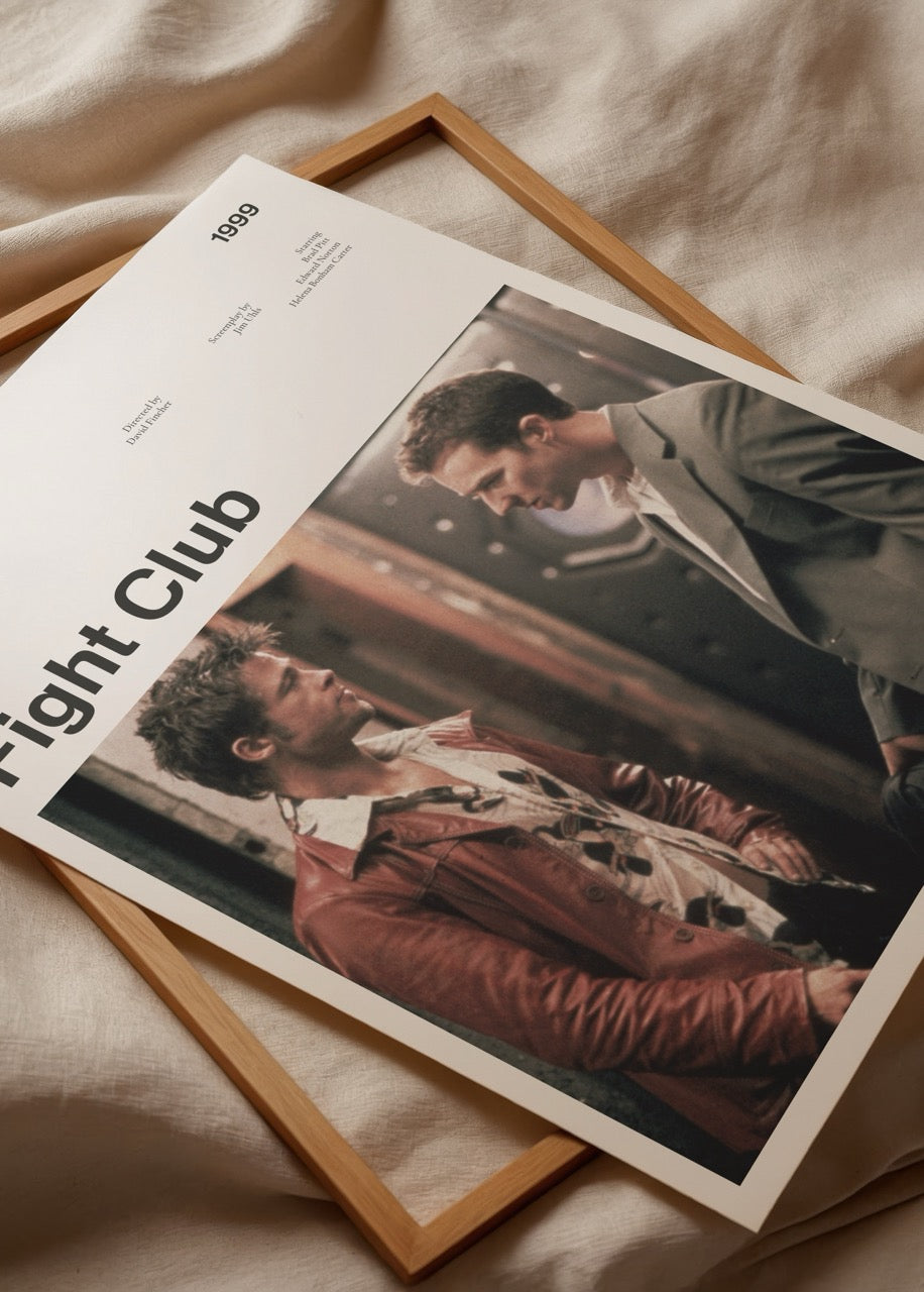 Fight Club filminden ilham alınmış minimalist tasarımlı poster baskı
