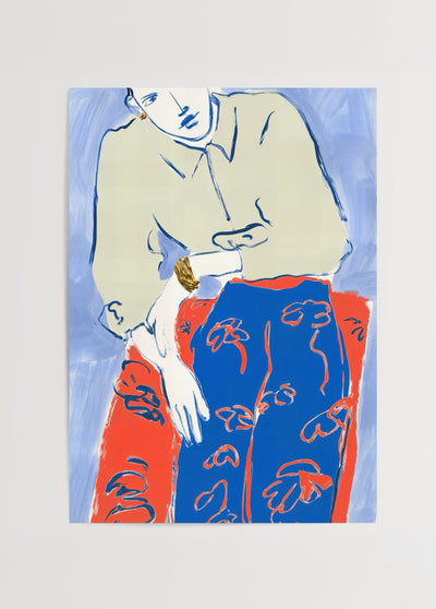 Blue Poise Poster Baskı Floral Pants Koleksiyonu