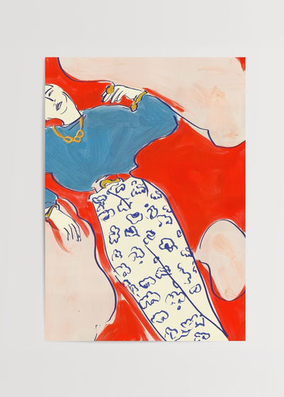 Red Flow Poster Baskı Floral Pants Koleksiyonu