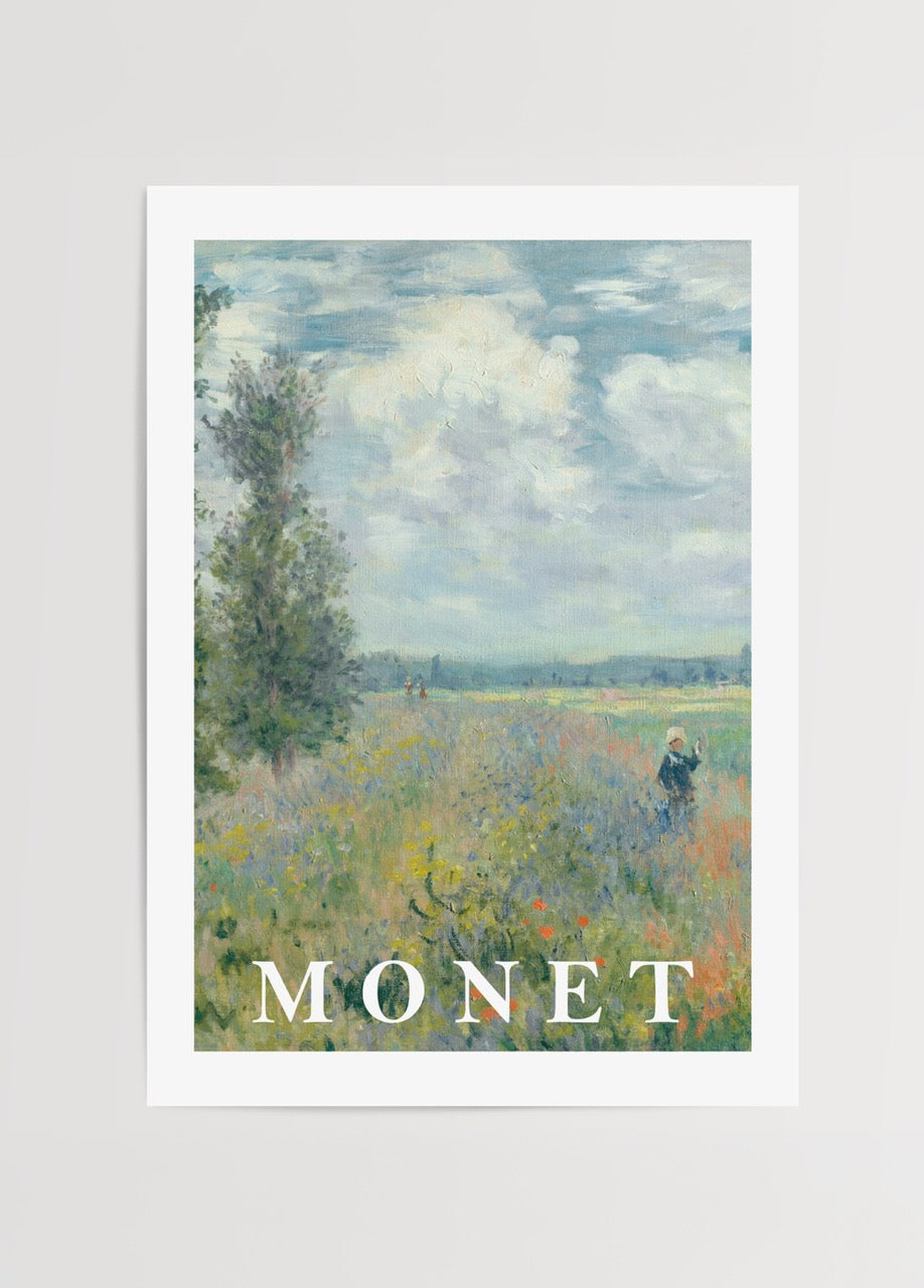 Claude Monet’nin Gelincik Tarlasında Yürüyüş adlı eserinden ilhamla hazırlanmış sanat posteri
