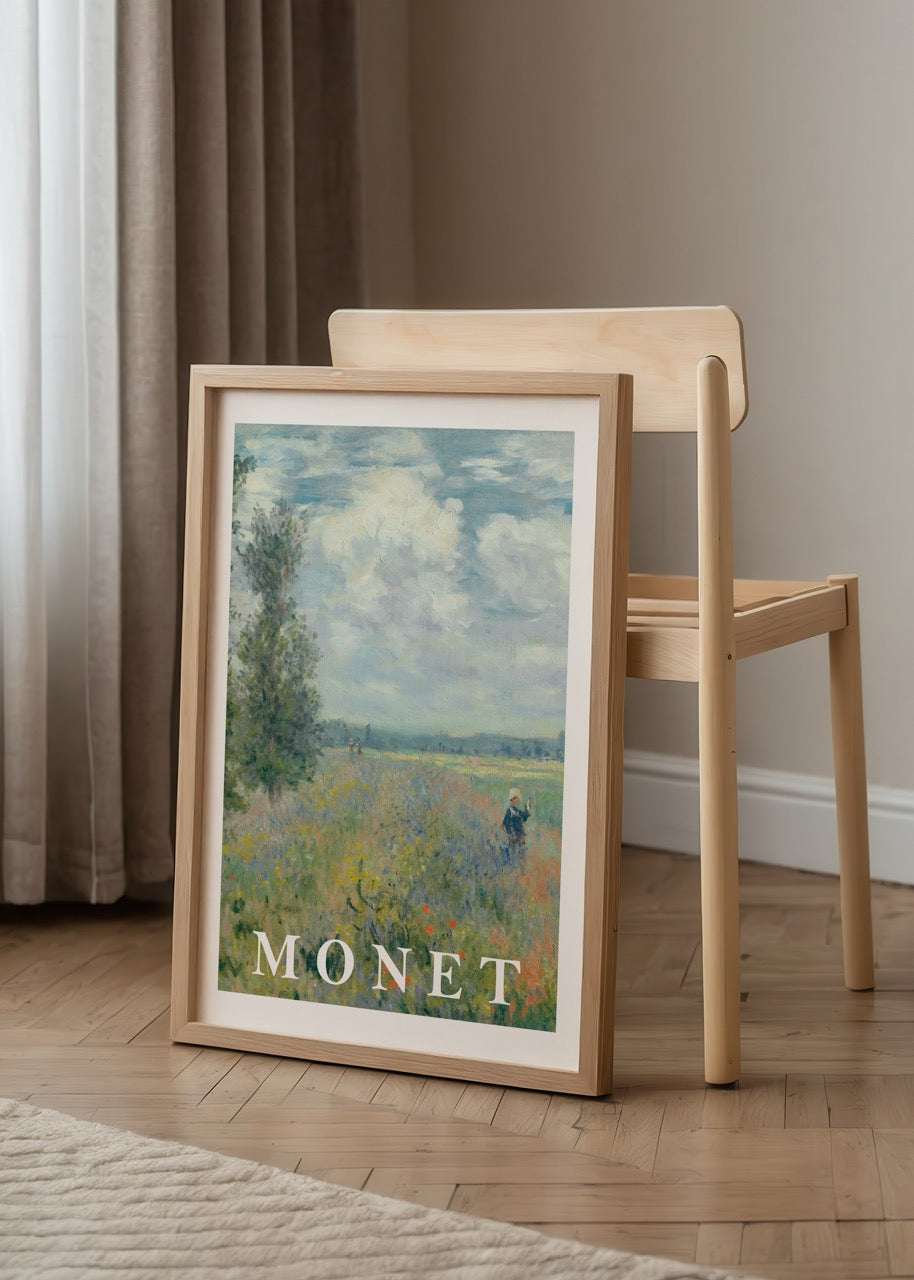 Claude Monet’nin Gelincik Tarlasında Yürüyüş adlı eserinden ilhamla hazırlanmış sanat posteri