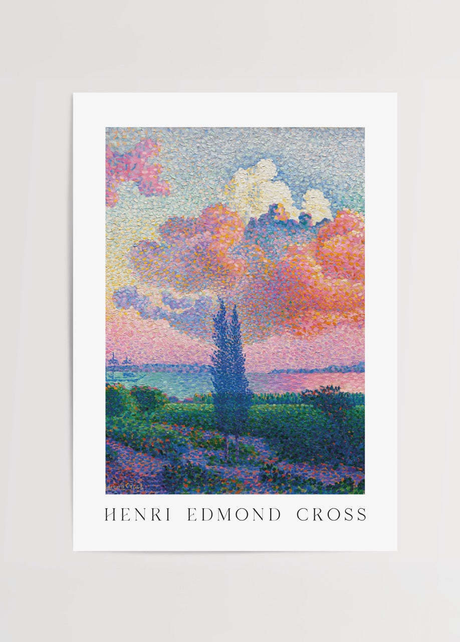 Henri Edmond Cross’un puantilist tarzda çizdiği, canlı renkli Akdeniz manzarasını betimleyen poster.