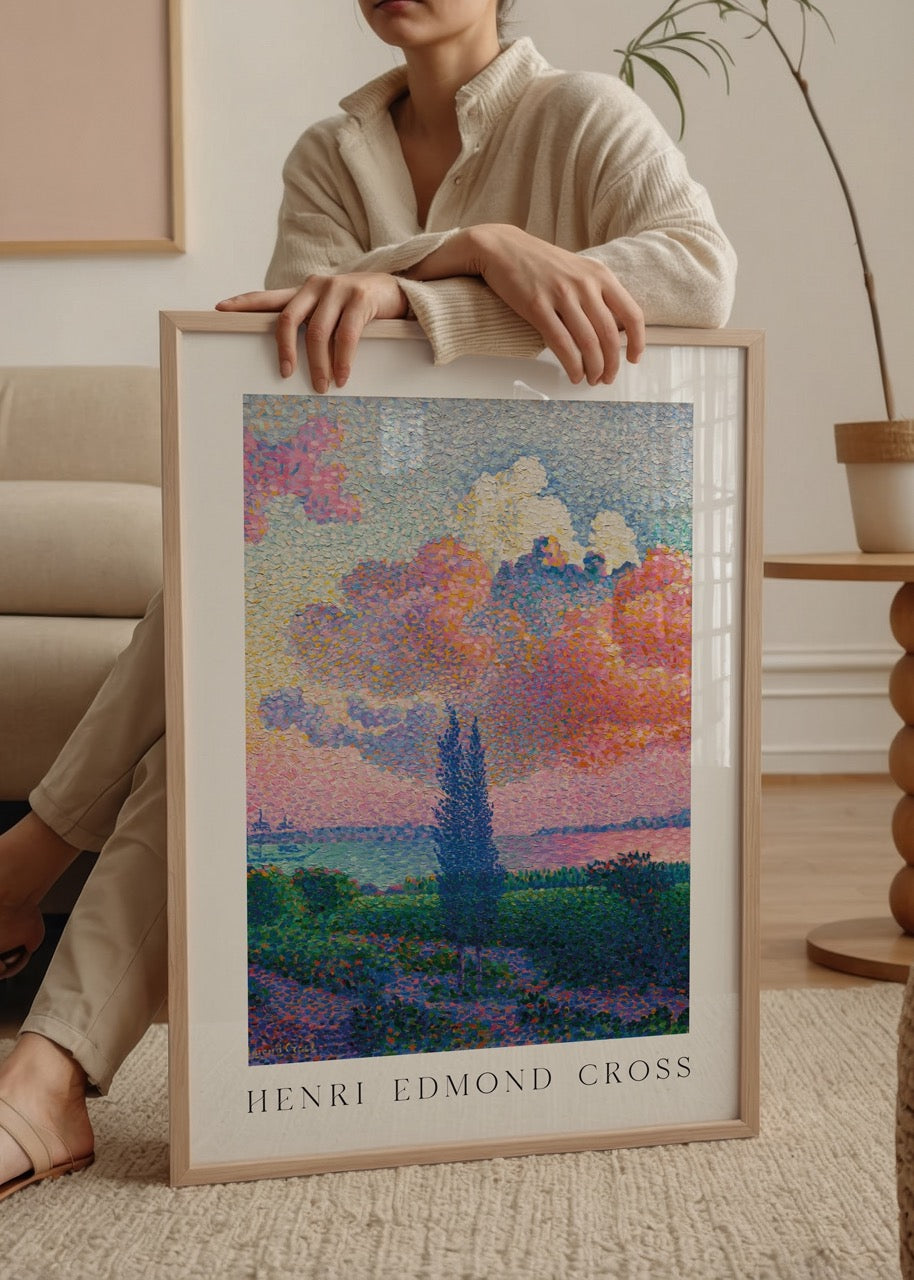 Henri Edmond Cross’un puantilist tarzda çizdiği, canlı renkli Akdeniz manzarasını betimleyen poster.