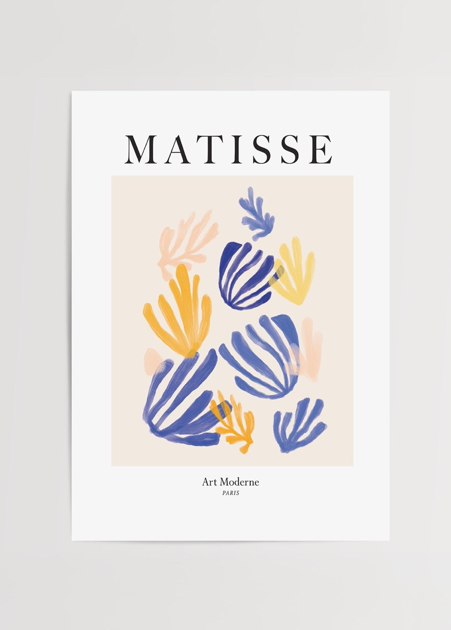 Henri Matisse’in pastel tonlardaki soyut yaprak formuyla modern sanat posteri baskı