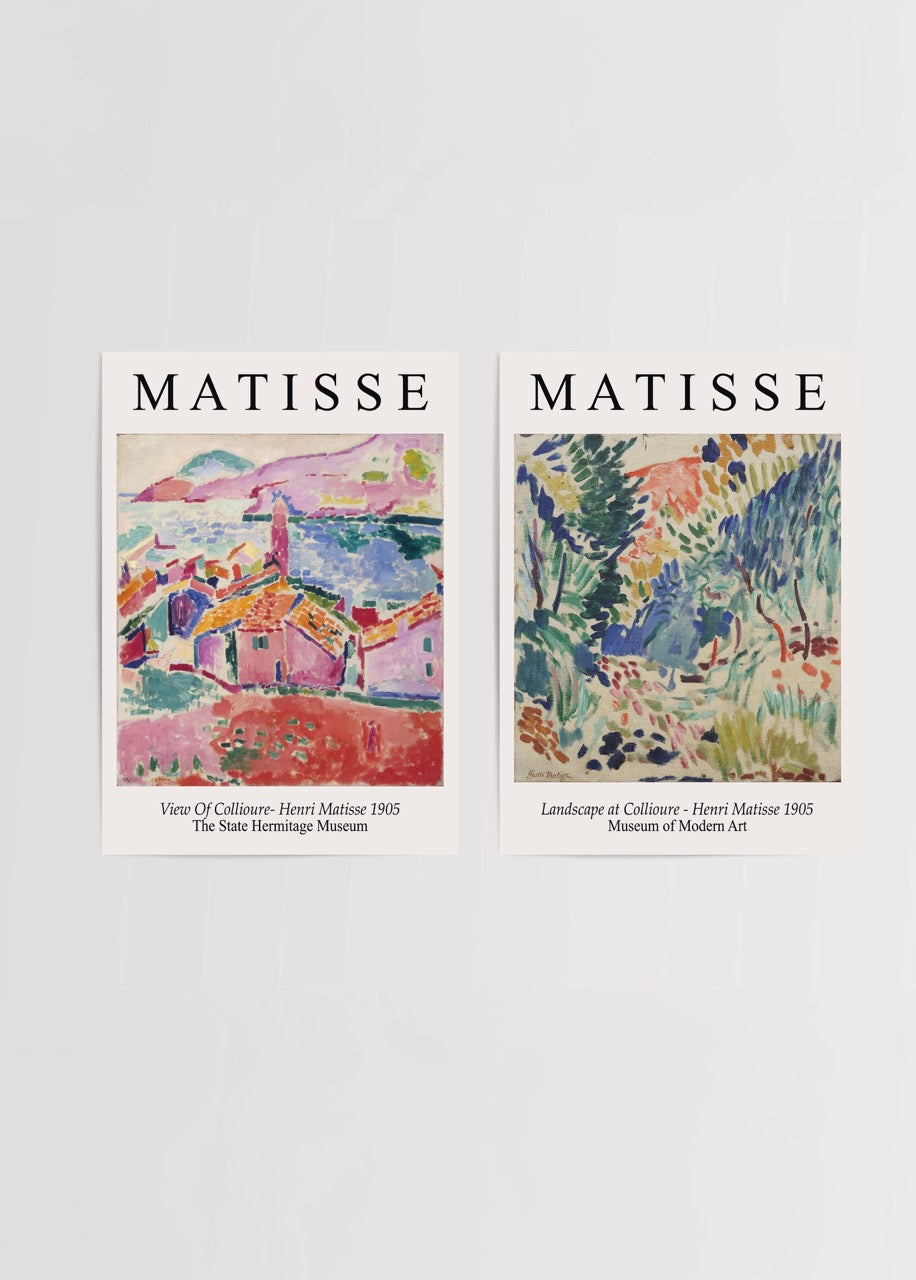 Henri Matisse ikili poster seti – View of Collioure & Landscape at Collioure poster baskı