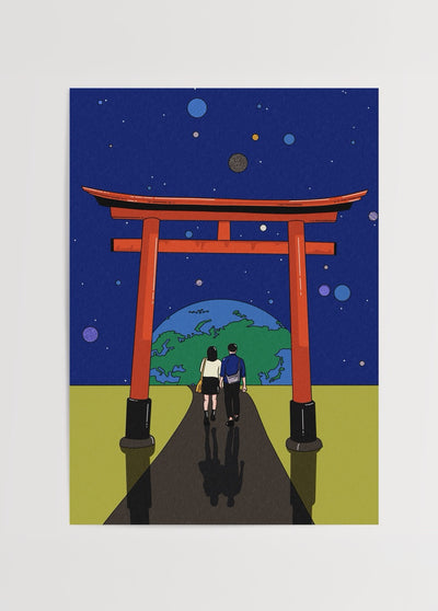 Japanese Torii Gate İllüstrasyon Poster Baskı