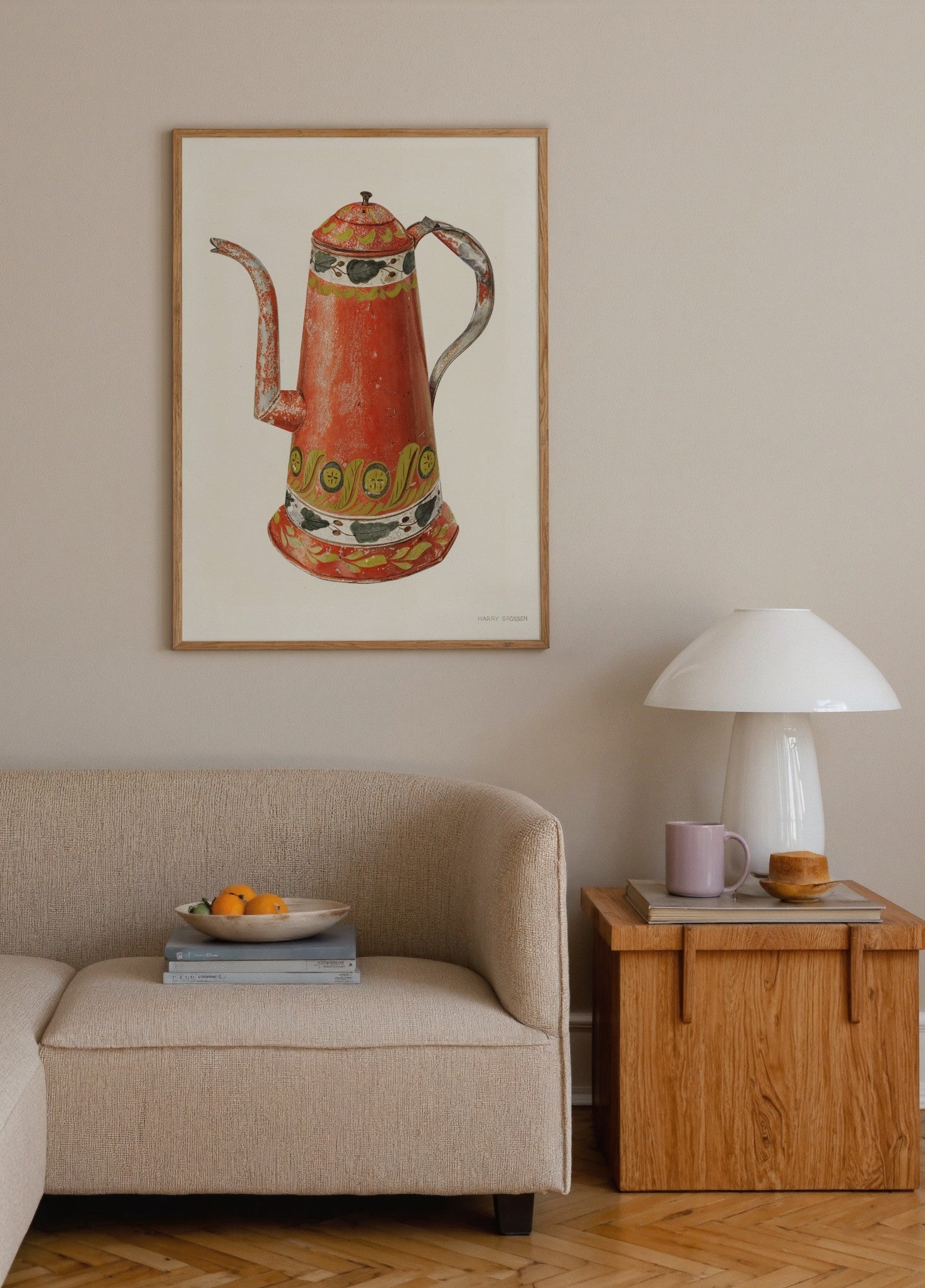 Kırmızı Kahve Potu İllüstrasyonu poster baskı mockup 2