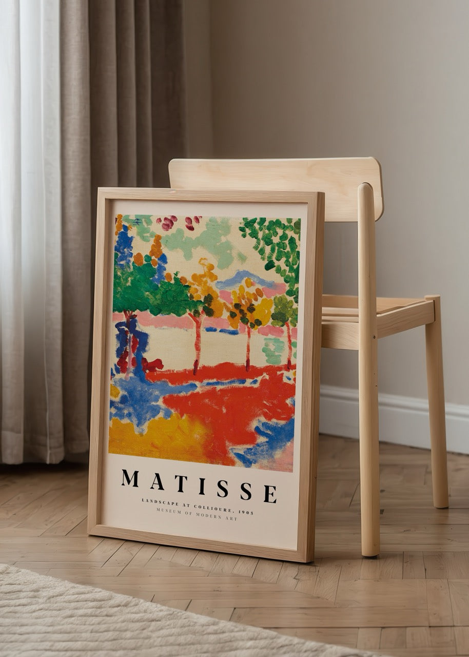 Matisse’in Landscape at Collioure eserinden ilham alınmış renkli fovist manzara posteri