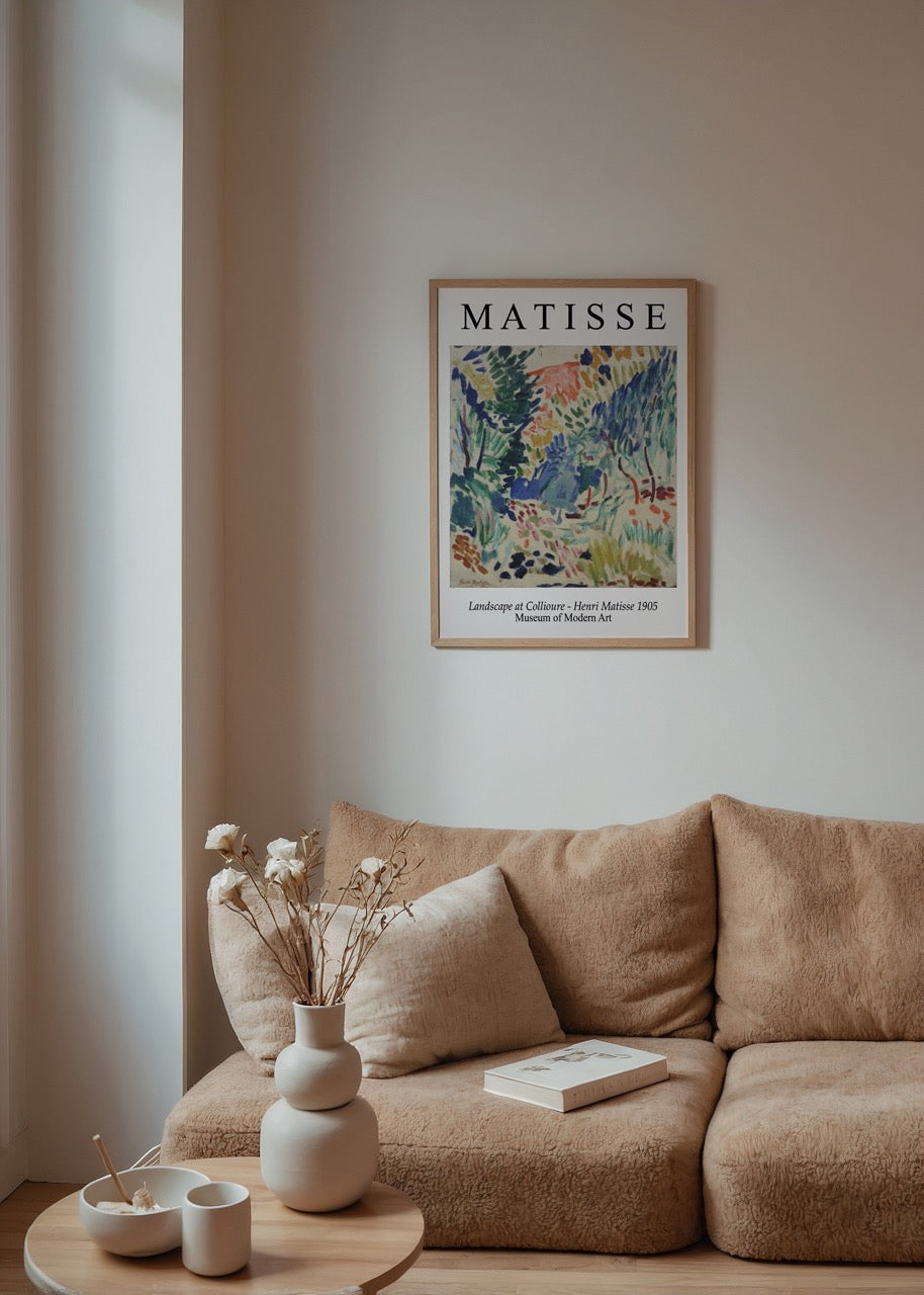 Henri Matisse’in Landscape at Collioure adlı eserinden ilhamla tasarlanan poster baskı.