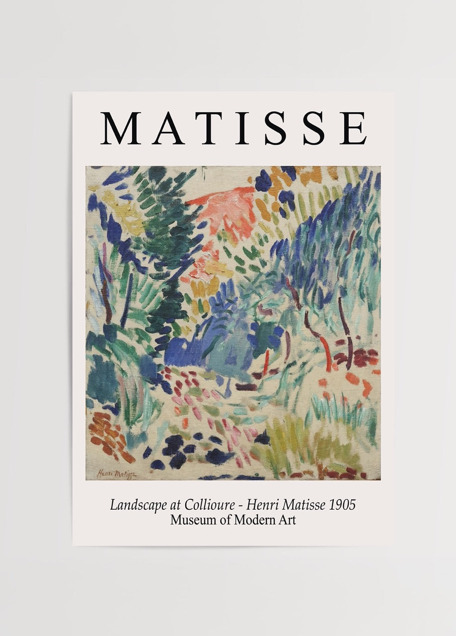Henri Matisse’in Landscape at Collioure adlı eserinden ilhamla tasarlanan poster baskı.