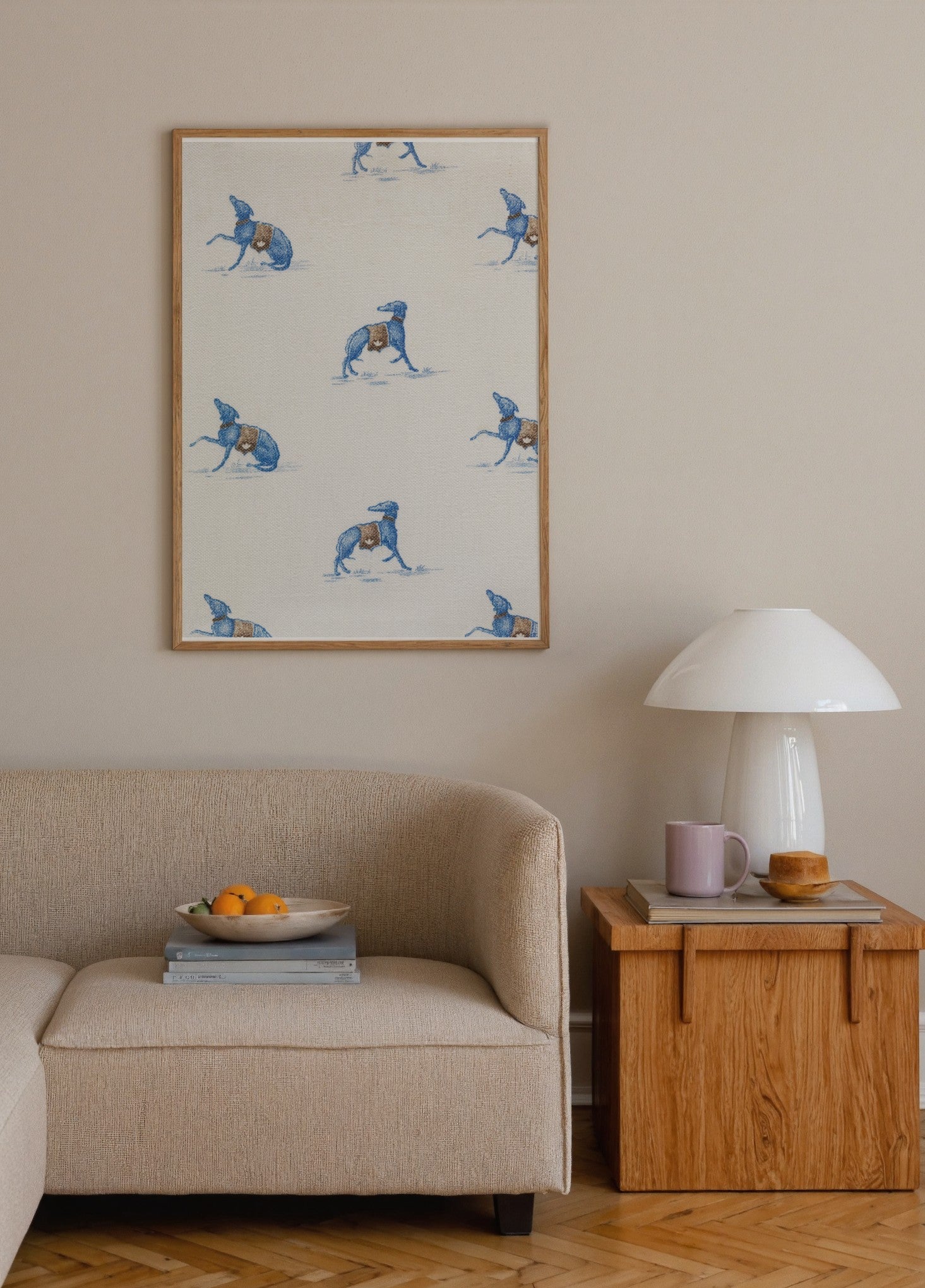 Mavi Greyhound Dansı poster baskı mockup 3