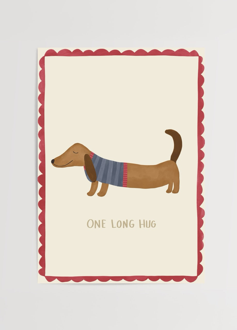 One Long Hug dachshund köpek illüstrasyon posteri – Nergis Sabancı