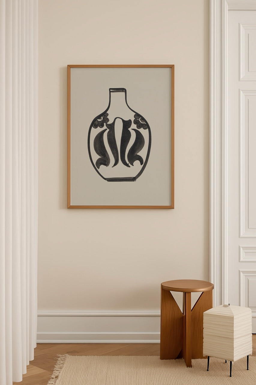 Soyut vazo formu minimalist poster baskı
