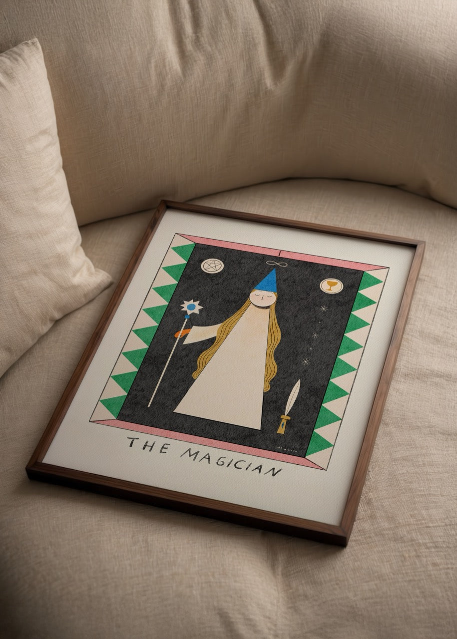 The Magician tarot posteri, Mavisu Demirağ illüstrasyonu
