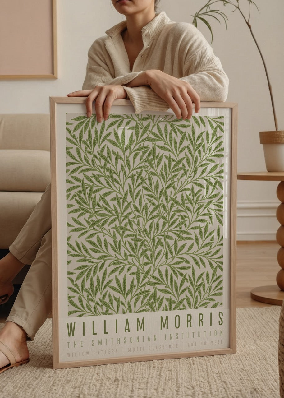 William Morris tarafından tasarlanmış yeşil söğüt desenli Art Nouveau tarzı poster baskı.