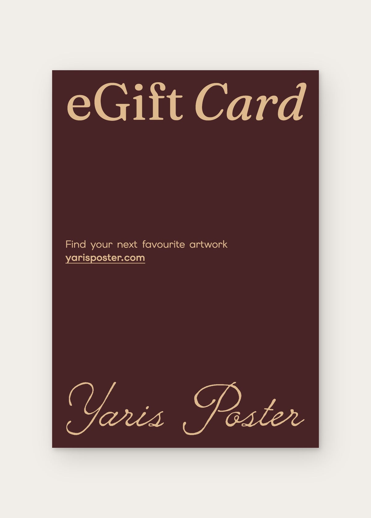 Yaris Poster eGift Card — dijital hediye kartı