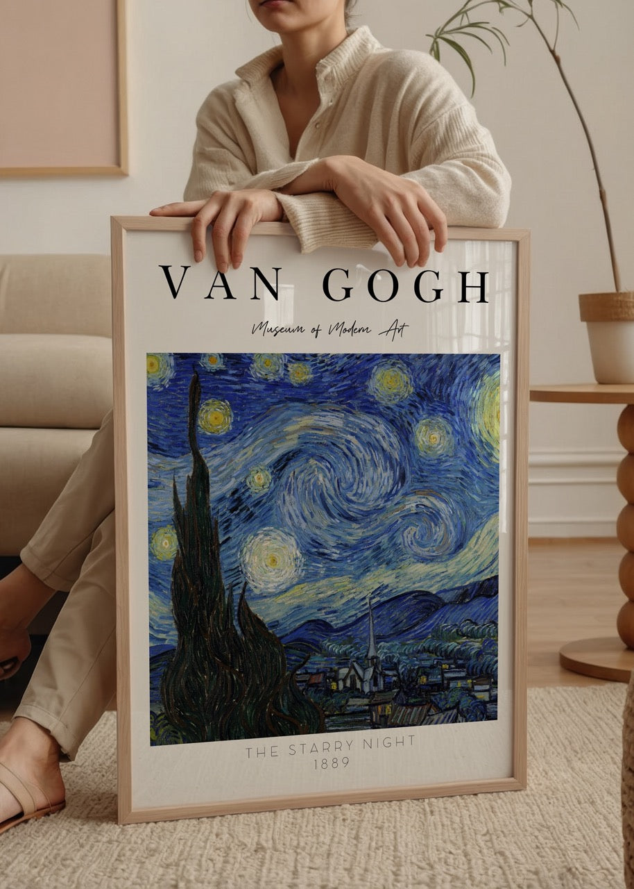 Vincent van Gogh’un Yıldızlı Gece tablosundan esinlenen dekoratif sanat posteri