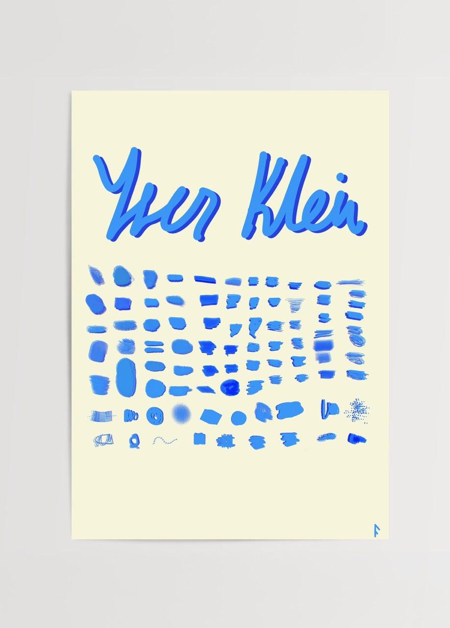 Fulya Genç tarafından tasarlanan Yves Klein mavi tonlarında modern sanat posteri