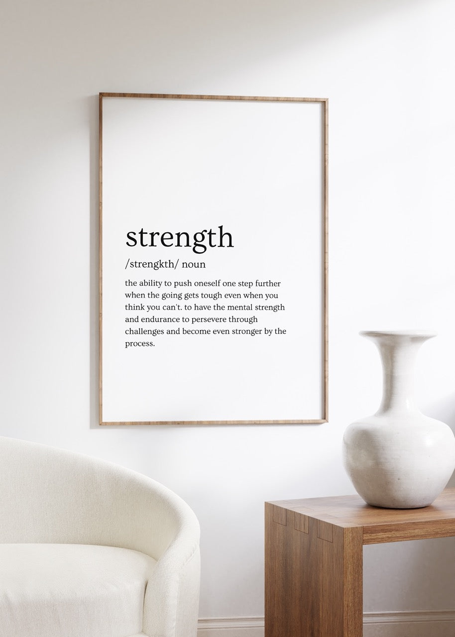 Strength Kelime Çerçevesiz Poster