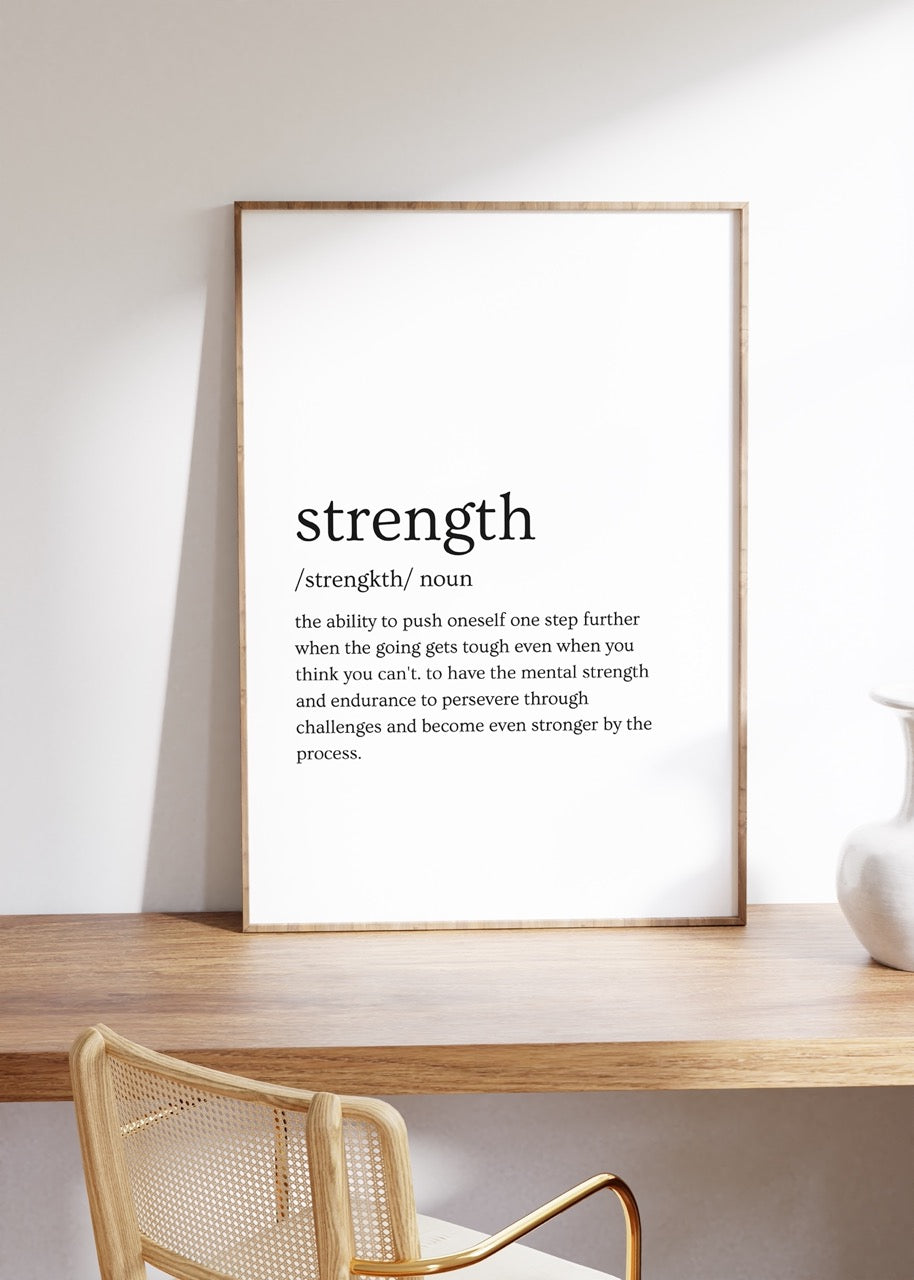 Strength Kelime Çerçevesiz Poster