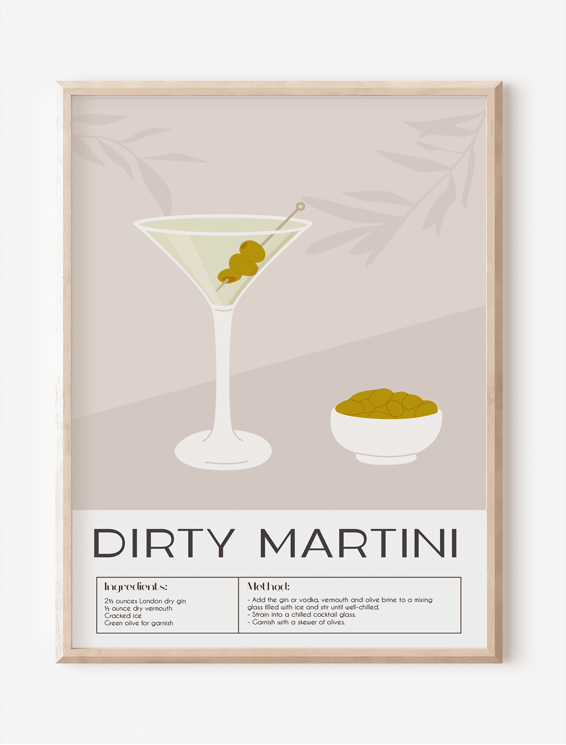 Cocktail Dirty Martini Çerçevesiz Poster