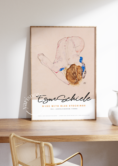 Egon Schiele Nude With Blue Stockings Çerçevesiz Poster