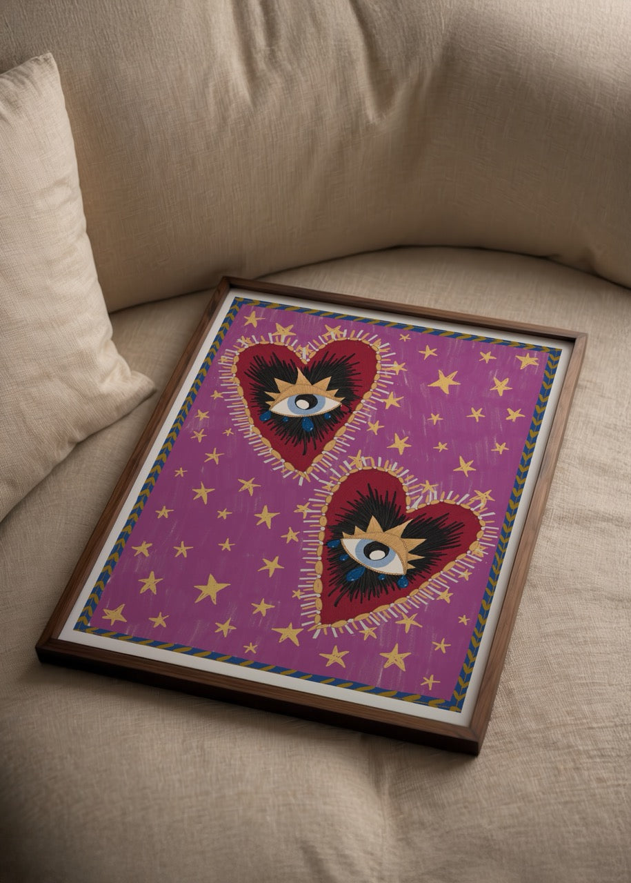 nazli tarcan 2 hearts kalp ve goz motifli renkli poster