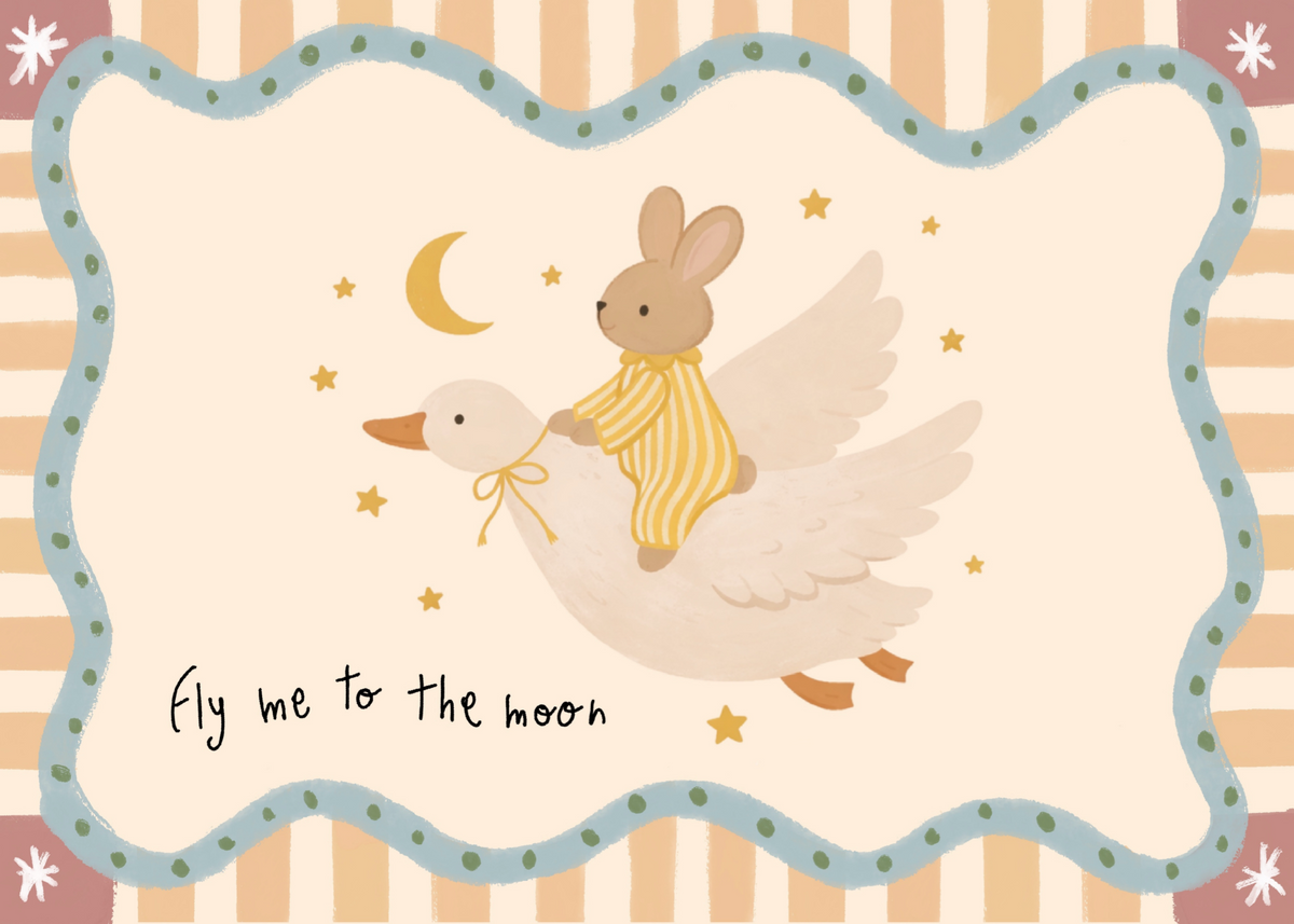 Fly Me To The Moon Kids Poster – Tavşan ve Kaz Çocuk Odası Posteri