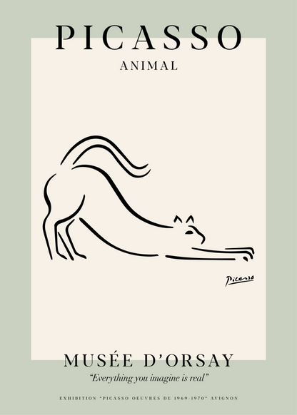 Picasso Kedili Çizim Poster Baskısı