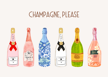 Champagne, Please – Renkli Şampanya Şişeleri Poster Baskı