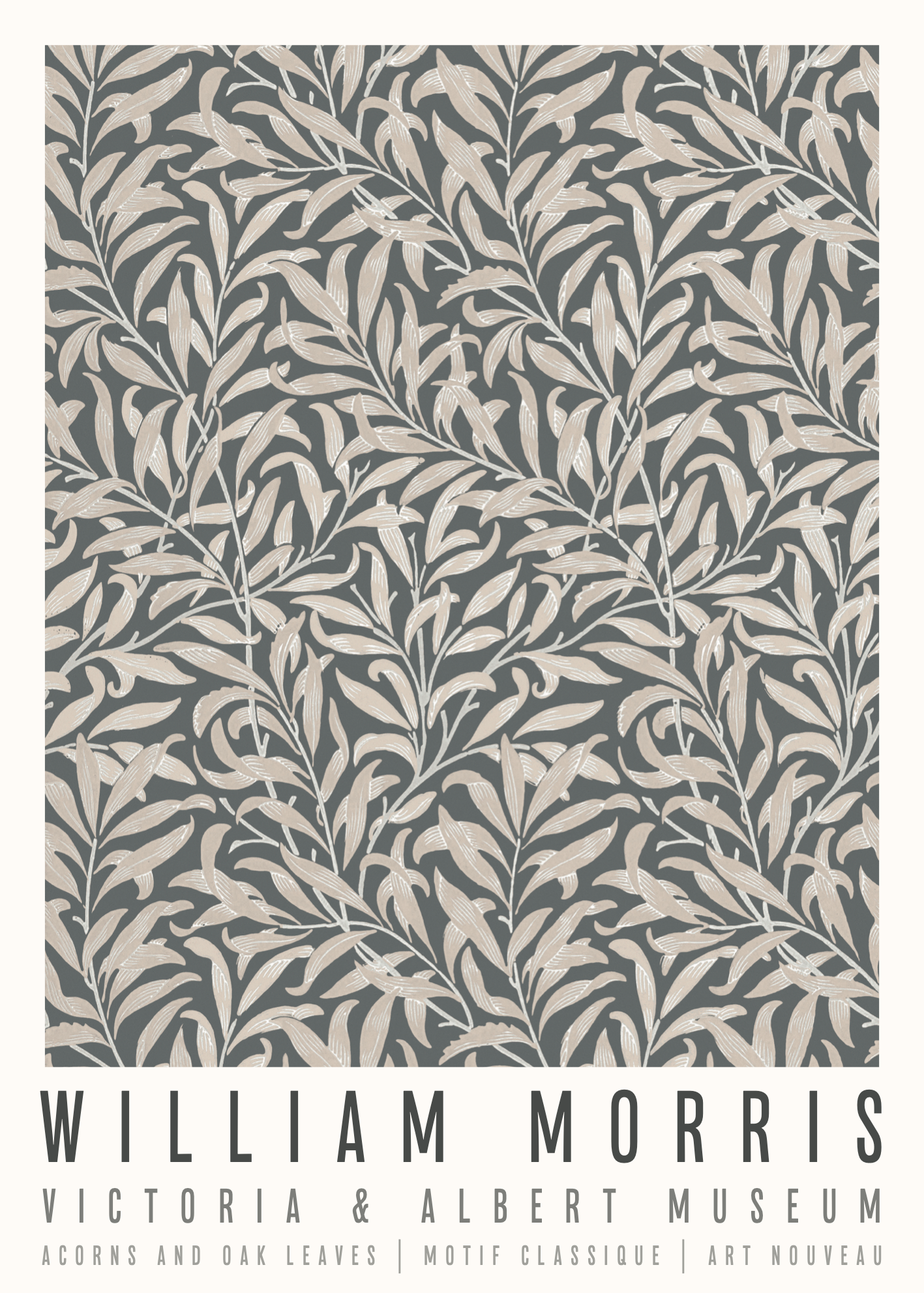 William Morris Acorns and Oak Leaves Poster Gri