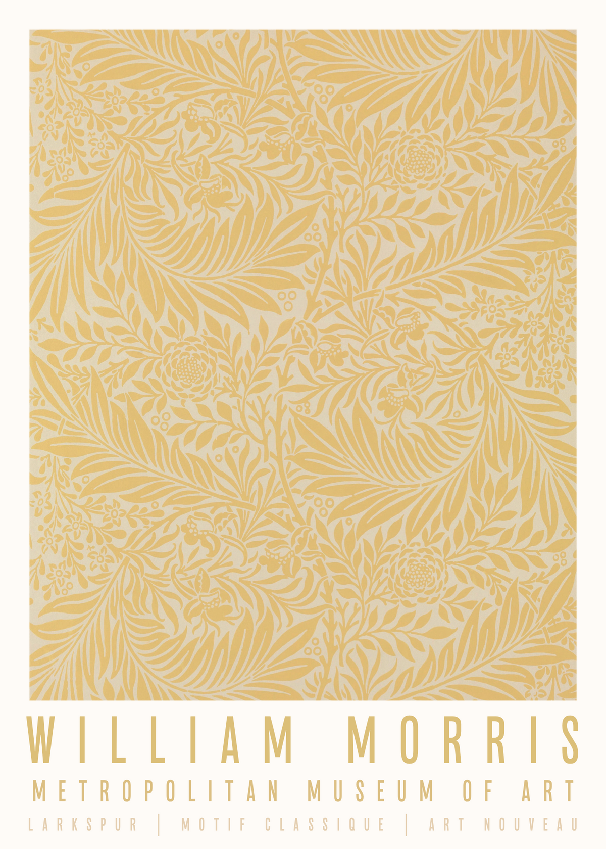 William Morris Larkspur Poster | Hardal Sarı Bitkisel Desenli Klasik Baskı