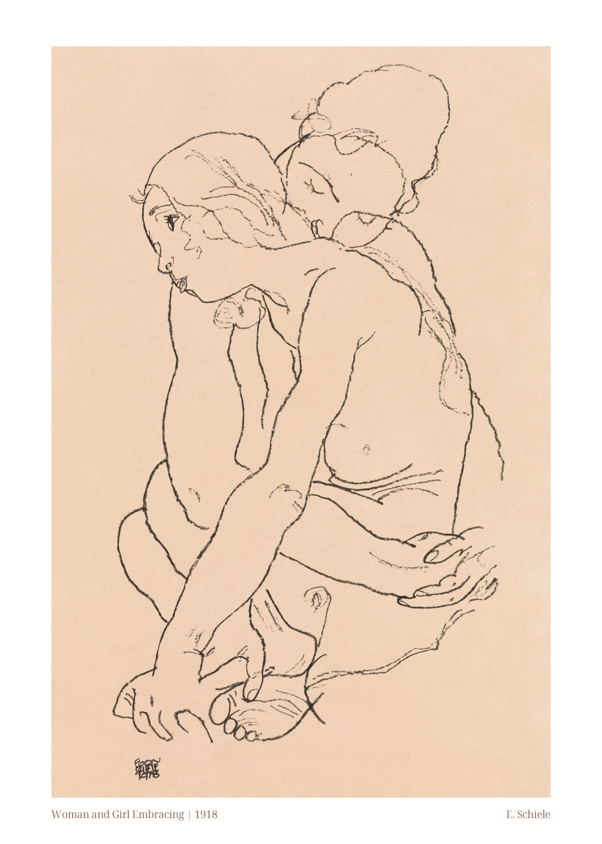 Silent Embrace – Egon Schiele Poster Baskı