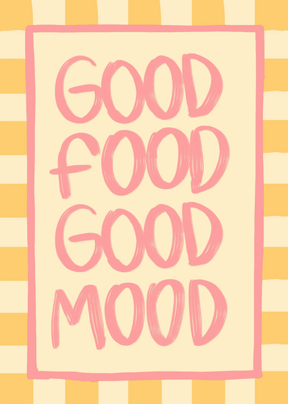 Good Food Good Mood – Mutfak Yazılı Renkli Poster Baskı