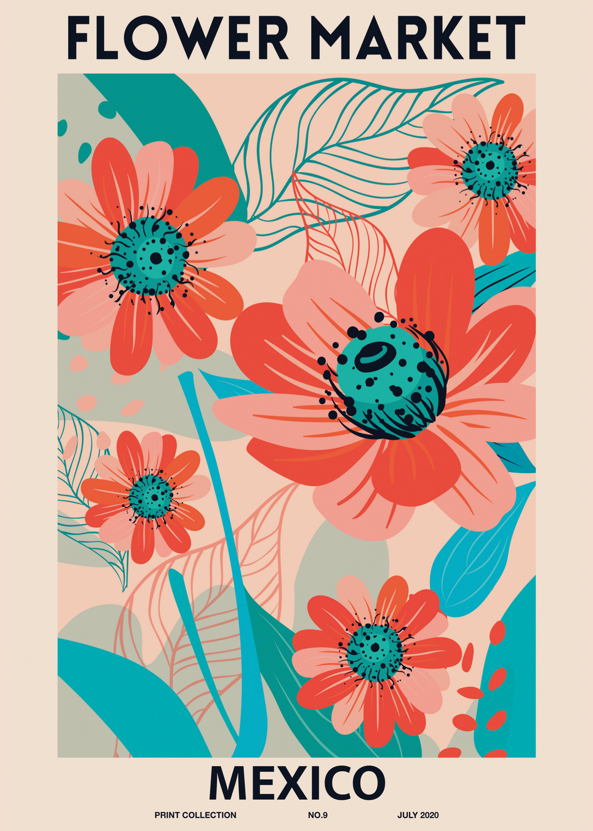 Flower Market Mexico Poster Baskı