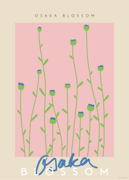 Osaka Blossom Poster Baskı – Zarif Çiçek İllüstrasyonu