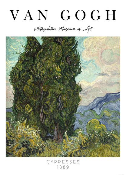 Cypresses Poster Baskı – Vincent van Gogh Doğa Tablosu