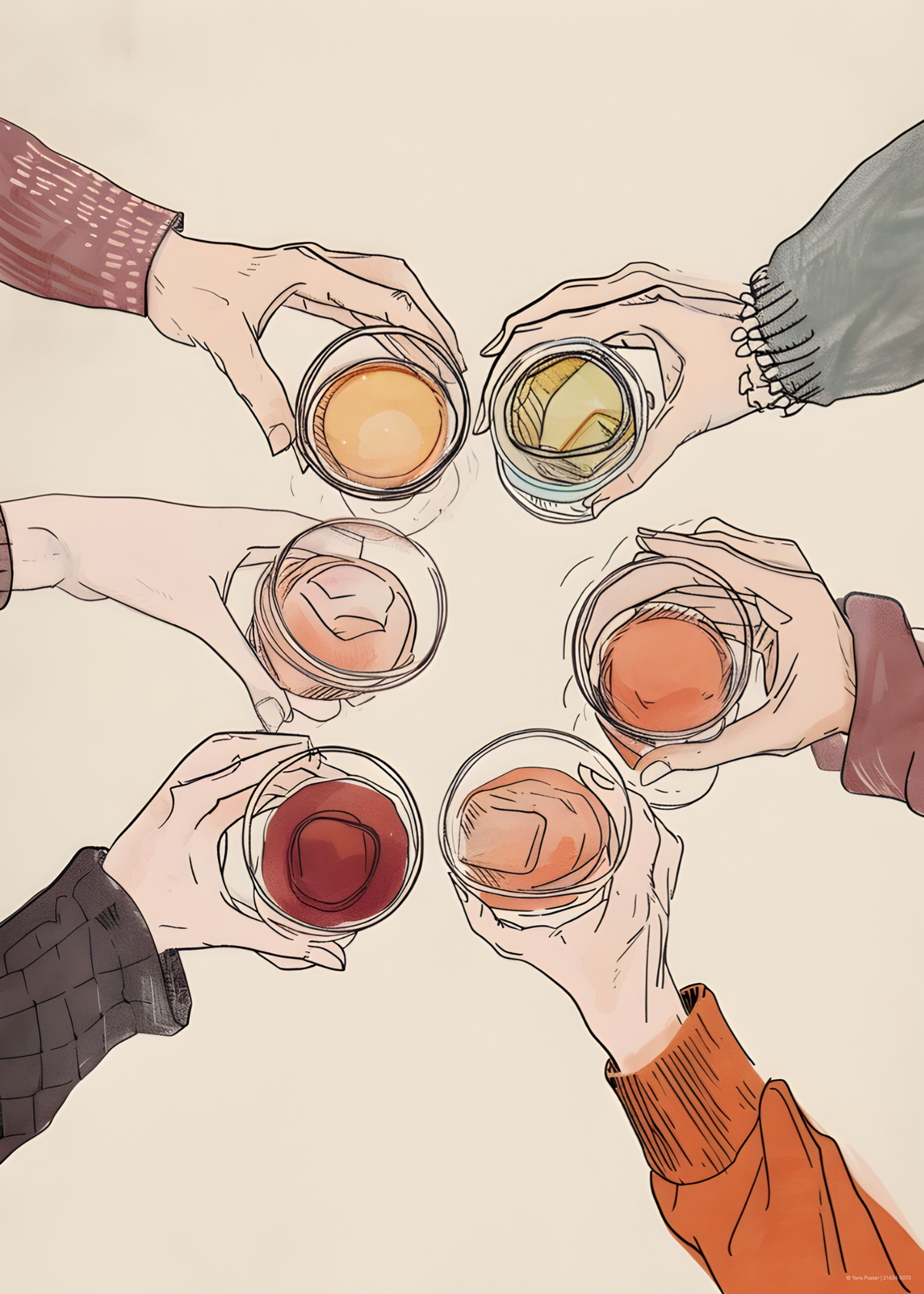 Cheers – İllüstratif Kokteyl Poster