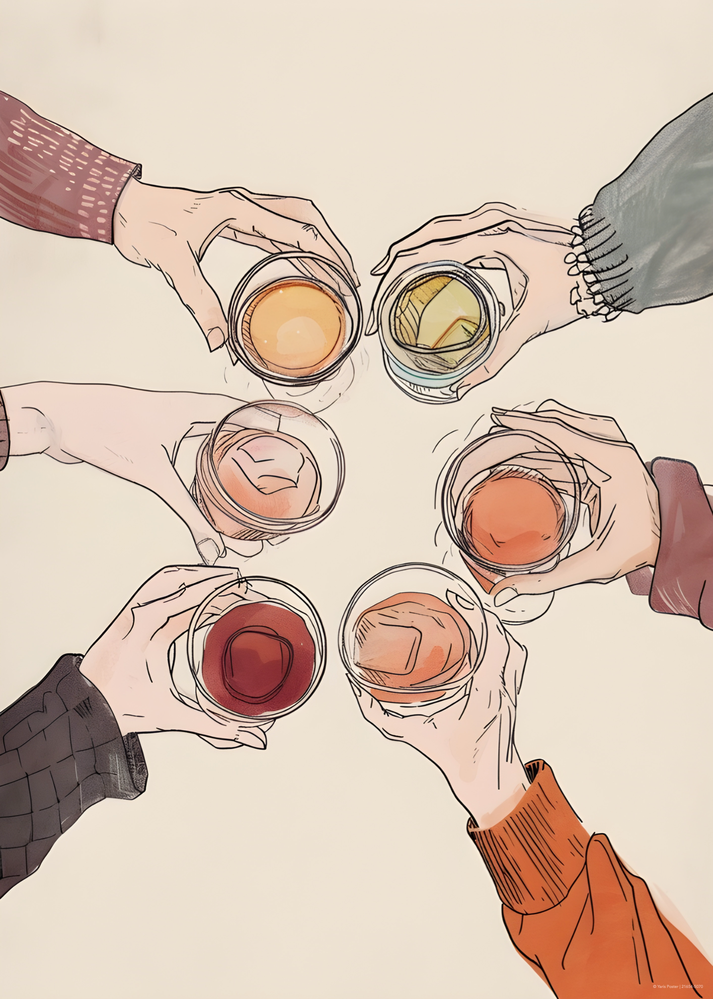 Cheers – İllüstratif Kokteyl Poster